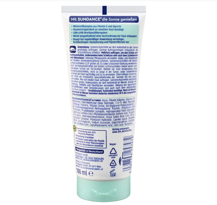 SUNDANCE Sensitive sunscreen SPF 50, 100 ml