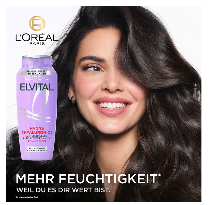 L'ORÉAL PARIS ELVITAL Hydra Hyaluronic Shampoo, moisture-replenishing, 400 ml