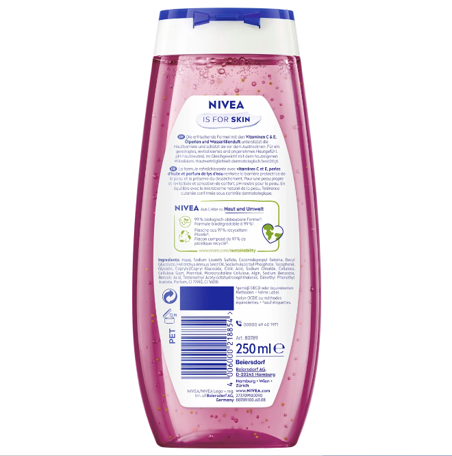 Nivea Shower gel Waterlily & Oil, 250 ml