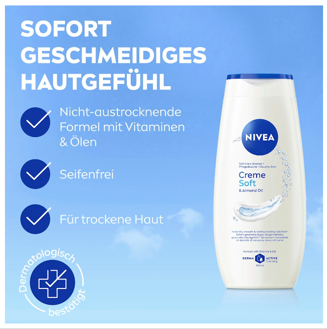 NIVEA Shower Cream Soft & Almond Oil, 250 ml