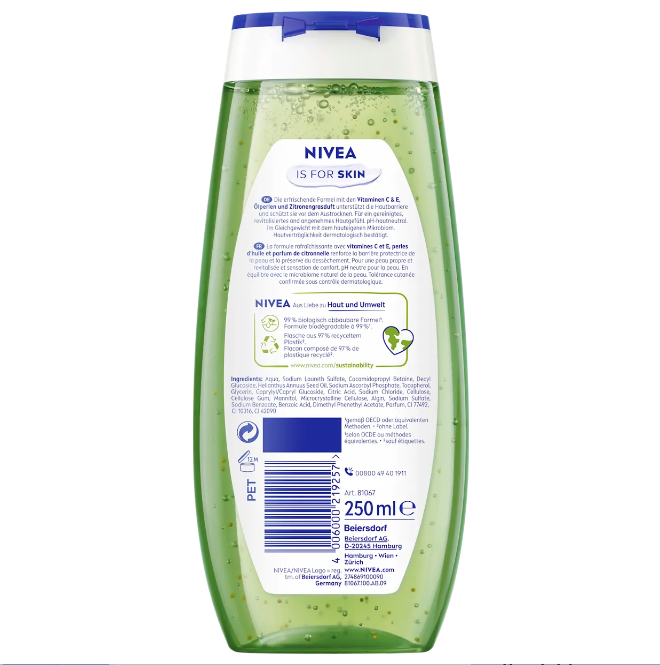 NIVEA Shower gel Lemongrass & Oil, 250 ml