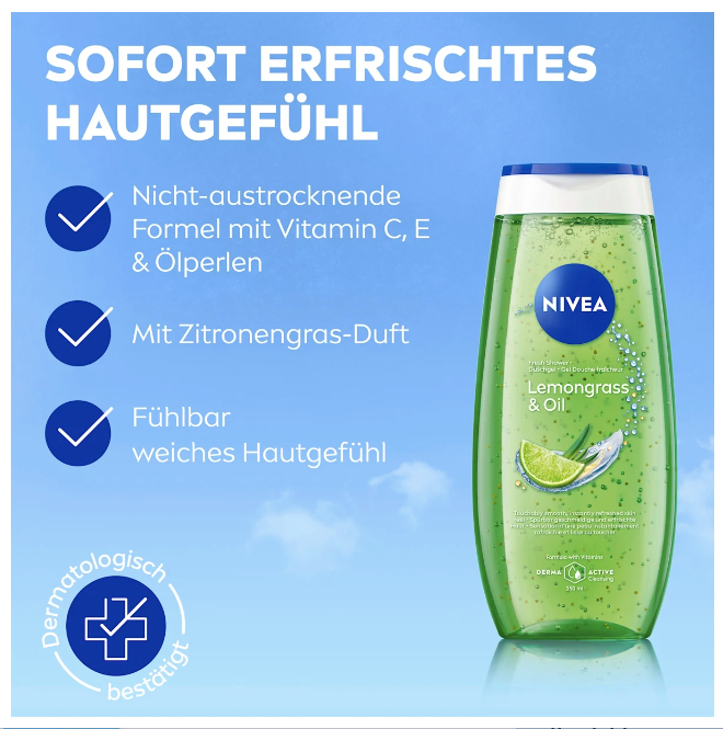 NIVEA Shower gel Lemongrass & Oil, 250 ml