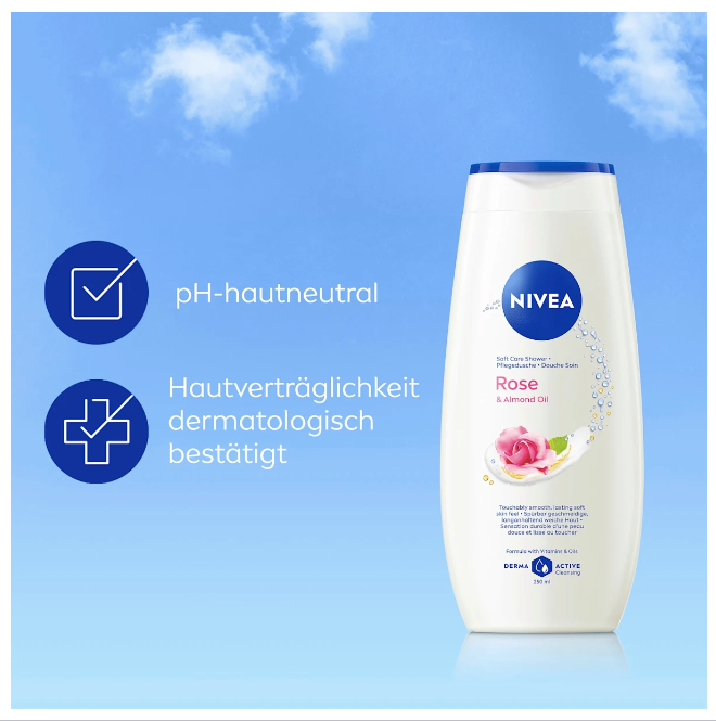 NIVEA Rose & Almond Oil Shower Gel, 250 ml