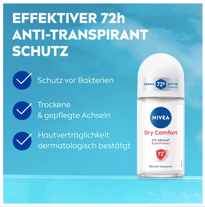 NIVEA Antiperspirant deodorant roll-on Dry Comfort, 50 ml
