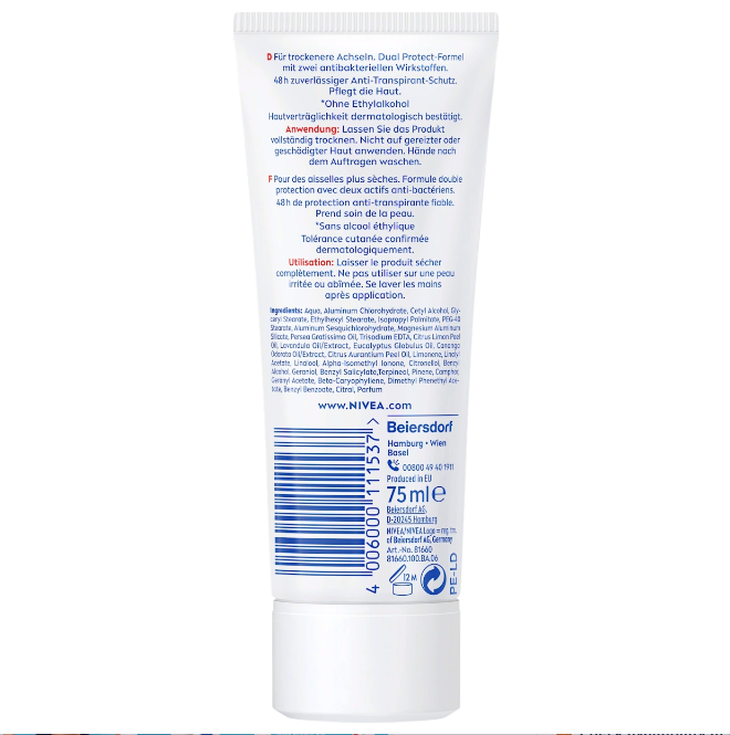 NIVEA Antiperspirant deodorant cream Dry Comfort, 75 ml
