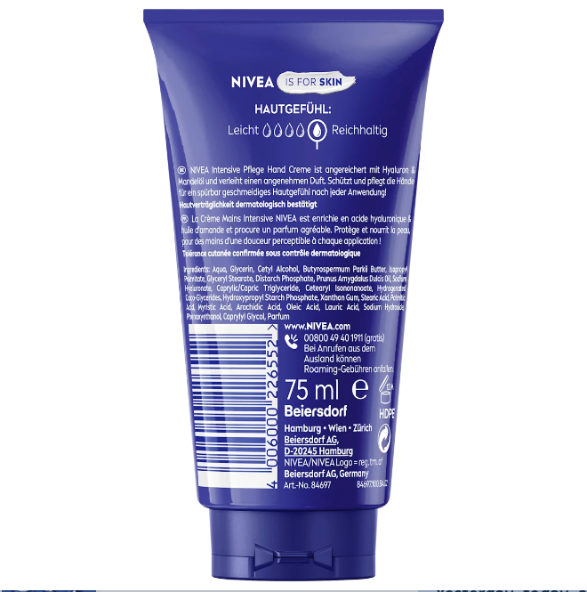 NIVEA Intensive hand cream for dry skin, 75 ml