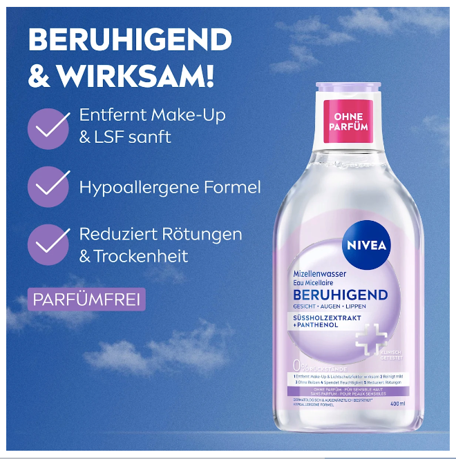 NIVEA Micellar water, soothing, 400 ml