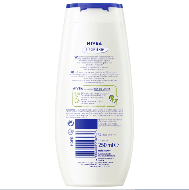 NIVEA Derma Control Sensitive Shower Gel, 250 ml