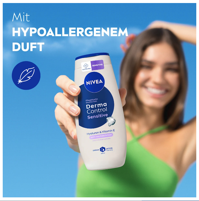 NIVEA Derma Control Sensitive Shower Gel, 250 ml