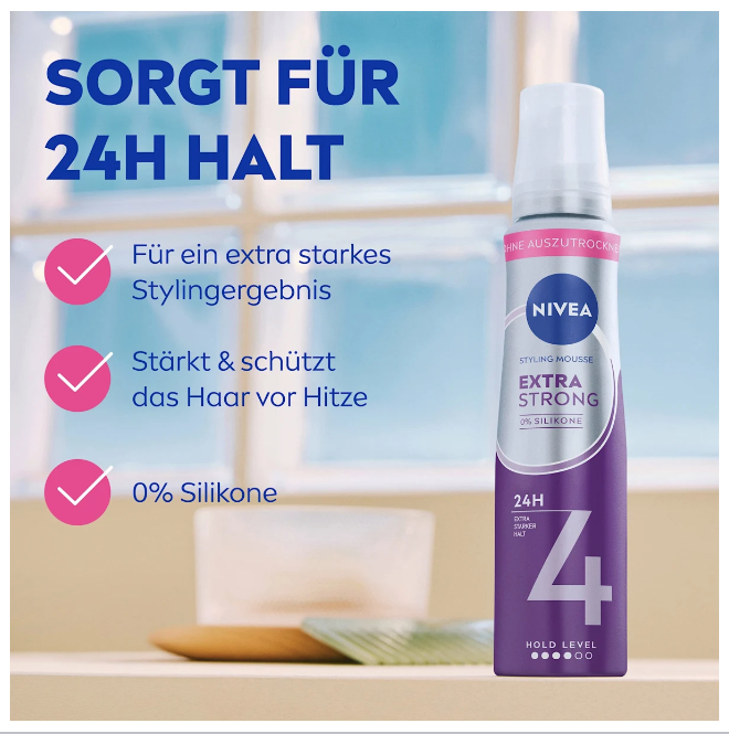 NIVEA Extra Strong Hair Mousse, 150 ml