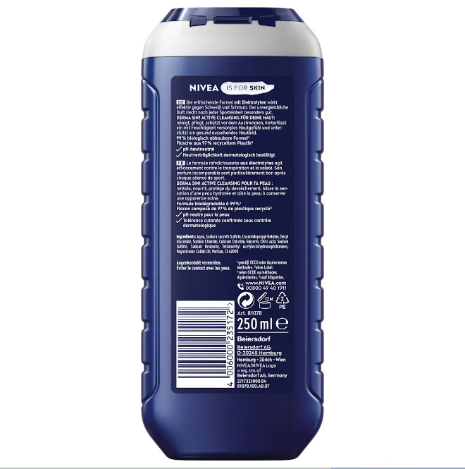 NIVEA MEN Fresh Sport 5in1 shower gel, 250 ml