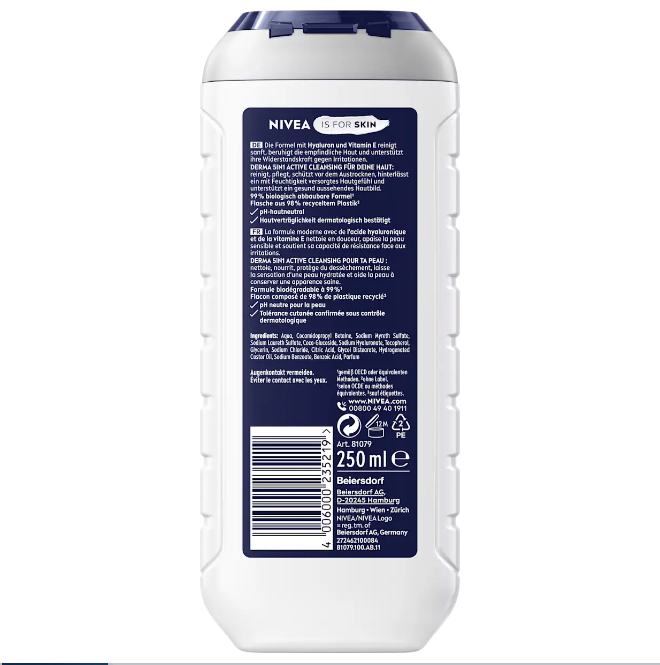 NIVEA MEN Sensitive 5-in-1 Shower Gel, 250 ml