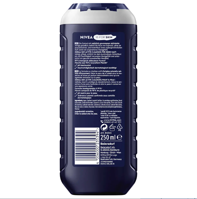 NIVEA MEN Shower Gel Active Clean 5in1, 250 ml